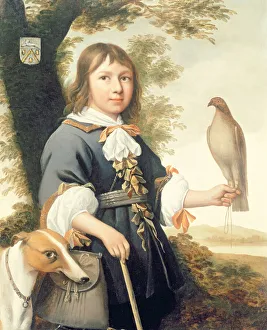 Boy with a falcon and a greyhound (oil on canvas) Boy with a falcon and a greyhound (oil on canvas)