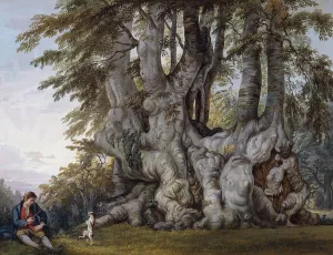 A Boy making a Dog dance by the Bole of an Ancient Gnarled Beech Tree, (bodycolour) A Boy making a Dog dance by the Bole of an Ancient Gnarled Beech Tree, (bodycolour)
