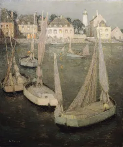 Breton Port by Moonlight; Port Breton au Clair de Lune, (oil on canvas) Breton Port by Moonlight; Port Breton au Clair de Lune, (oil on canvas)