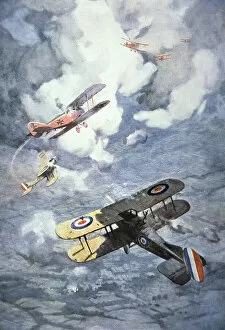 Ireland Collection: British versus German aircraft, 1918 (colour litho)