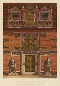 Bronze doors of the Royal Palace of Patan (Lalitpur), Nepal (chromolitho) Bronze doors of the Royal Palace of Patan (Lalitpur), Nepal (chromolitho)