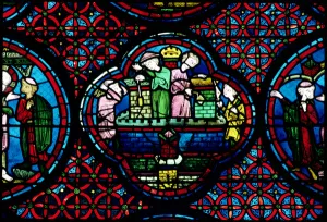 Builders at work, 13th century (stained glass) Builders at work, 13th century (stained glass)