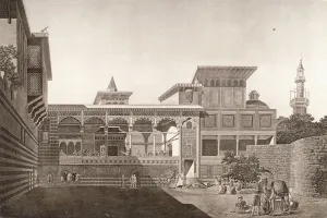 Cairo: view of the interior of the house of Osman Bey, 1820-1830 (engraving) Cairo: view of the interior of the house of Osman Bey, 1820-1830 (engraving)