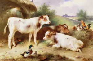 Calves and Poultry by a Byre, 1922 (oil on canvas) Calves and Poultry by a Byre, 1922 (oil on canvas)