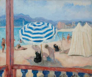 Cannes, Blue Parasol and Tents; Cannes, Parasol Bleu et Tentes, (oil on canvas) Cannes, Blue Parasol and Tents; Cannes, Parasol Bleu et Tentes, (oil on canvas)