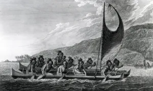 A Canoe of the Sandwich Islands, with the Rowers Masked, after John Webber, circa 1788 A Canoe of the Sandwich Islands, with the Rowers Masked, after John Webber, circa 1788