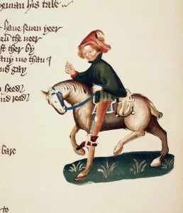 Canon's Yeoman, detail from The Canterbury Tales, by Geoffrey Chaucer (c Canon's Yeoman, detail from The Canterbury Tales, by Geoffrey Chaucer (c