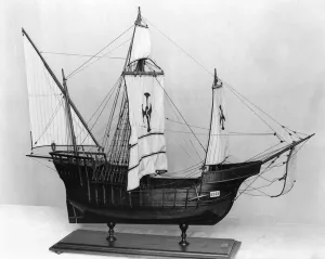 Caravel of Christopher Columbus (1451-1506) (model) (wood) (b/w photo) Caravel of Christopher Columbus (1451-1506) (model) (wood) (b/w photo)