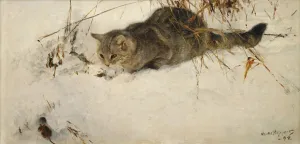 A Cat Stalking a Mouse in the Snow, 1892 (oil on canvas) A Cat Stalking a Mouse in the Snow, 1892 (oil on canvas)