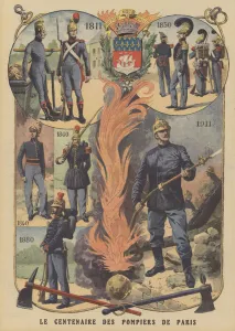 Centenary of the Paris fire brigade (colour litho) Centenary of the Paris fire brigade (colour litho)
