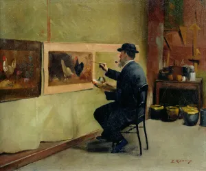 Charles Philippe Gevens, father-in-law of the artist, painting in his studio 21 Charles Philippe Gevens, father-in-law of the artist, painting in his studio 21