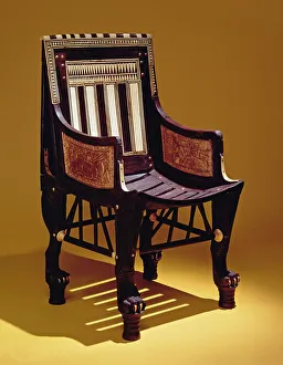 Child's chair, from the Tomb of Tutankhamun, New Kingdom (wood with ivory marquetry) Child's chair, from the Tomb of Tutankhamun, New Kingdom (wood with ivory marquetry)