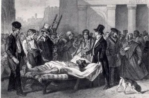 Cholera in Paris, 1832 (engraving) (b/w photo) Cholera in Paris, 1832 (engraving) (b/w photo)