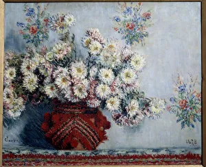 Chrysanthemes Painting by Claude Monet (1840-1926) 1878, oil on canvas, Dim Chrysanthemes Painting by Claude Monet (1840-1926) 1878, oil on canvas, Dim