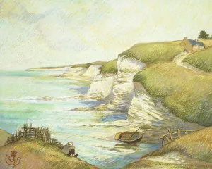 Cliffs in Brittany; Falaises en Bretagne, (pastel on paper) Cliffs in Brittany; Falaises en Bretagne, (pastel on paper)