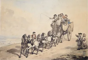 A Coaching Scene, (pen and grey ink and watercolour) A Coaching Scene, (pen and grey ink and watercolour)
