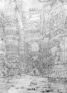 Colonnade in an Egyptian Temple, 1824-32 (pencil on paper) Colonnade in an Egyptian Temple, 1824-32 (pencil on paper)