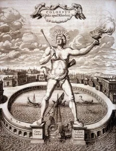 The Colossus of Rhodes (statue of Helios) at the entrance to the port The Colossus of Rhodes (statue of Helios) at the entrance to the port
