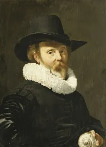 A Conchologist Holding a Nautilus Shell, (oil on panel) A Conchologist Holding a Nautilus Shell, (oil on panel)