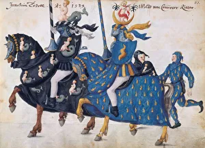 Contestants equipped for a tournament, c.1640 (pen and ink, watercolour and washes) Contestants equipped for a tournament, c.1640 (pen and ink, watercolour and washes)