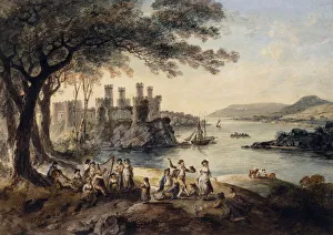 Conway Castle, with John Smith The Blind Harper in the foreground, 1796 (pencil Conway Castle, with John Smith The Blind Harper in the foreground, 1796 (pencil