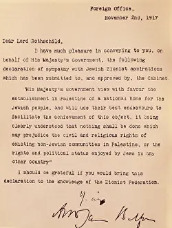 World War One History Prints: Copy of the Balfour Declaration