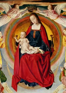 The Coronation of the Virgin, detail from the Bourbon Altarpiece, c.1498 (oil on panel) The Coronation of the Virgin, detail from the Bourbon Altarpiece, c.1498 (oil on panel)