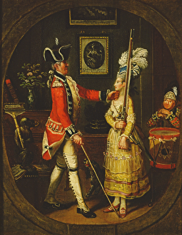 'Corporal Cartouch teaching Miss Camp-Love her Manual Exercise', 1778 (oil 'Corporal Cartouch teaching Miss Camp-Love her Manual Exercise', 1778 (oil