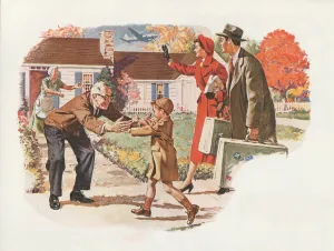 Couple Being Welcomed on a Visit to Their Parents, 1950 (screen print) Couple Being Welcomed on a Visit to Their Parents, 1950 (screen print)
