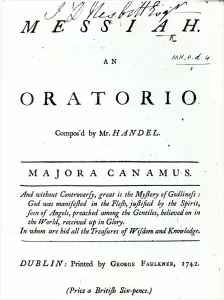 Cover of Sheet Music for Handel's Messiah, published in 1742 (engraving) (b/w photo) Cover of Sheet Music for Handel's Messiah, published in 1742 (engraving) (b/w photo)