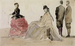 Crinolines on the Beach (pencil and w/c on paper) Crinolines on the Beach (pencil and w/c on paper)