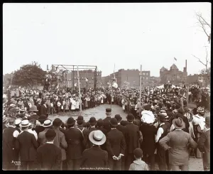 Crowd watching a polevaulter at the Hudson Bank Gymnasium and Playground Crowd watching a polevaulter at the Hudson Bank Gymnasium and Playground