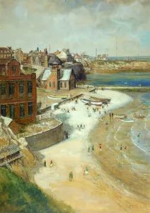 Cullercoats, Northumberland, 1910 (oil, pencil & w/c on card) Cullercoats, Northumberland, 1910 (oil, pencil & w/c on card)