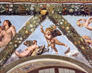 Amore E Psiche Collection: Cupids with Cerberus, 1517-18 (fresco)