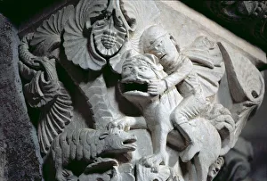 David Slaying the Lion (detail of a capital) c.1130 (stone) David Slaying the Lion (detail of a capital) c.1130 (stone)