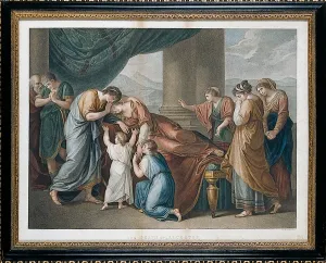 The Death of Alcestis, after Angelika Kauffman (1741-1807), 1796 (hand-coloured etching The Death of Alcestis, after Angelika Kauffman (1741-1807), 1796 (hand-coloured etching
