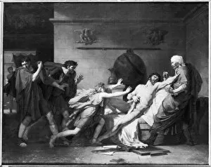 Dying Collection: The Death of Cato of Utica (95-46 BC) 1797 (oil on canvas) (b / w photo)