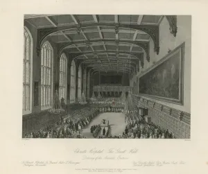 Delivery of the Annual Orations in the Great Hall (engraving) Delivery of the Annual Orations in the Great Hall (engraving)