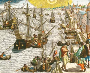 Departure from Lisbon for Brazil, the East Indies and America, illustration Departure from Lisbon for Brazil, the East Indies and America, illustration