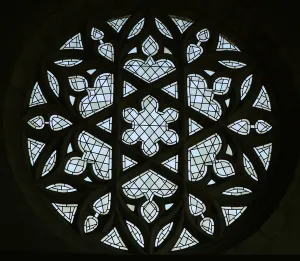 Depicting the rose window on the east wall of the south transept Depicting the rose window on the east wall of the south transept