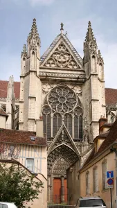 Depicting the south facade and rose window of the Catehdral of St Etienne, Auxerre Depicting the south facade and rose window of the Catehdral of St Etienne, Auxerre