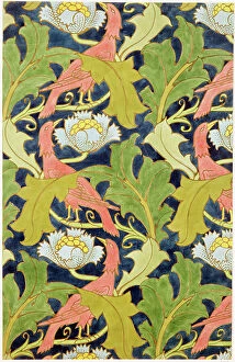 Textile Designs, Wallpaper, Endpapers & Marbled Paper Collection: Design for printed linen, printed by G. O. and J. Baker, c. 1893