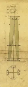Design for an umbrella, hat and coat stand, shown in elevation and plan, c Design for an umbrella, hat and coat stand, shown in elevation and plan, c