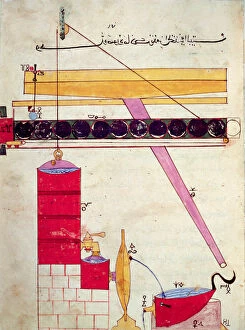 Al Jazari Collection: Device for supplying water to a fountain, from Book of Knowledge of Ingenious