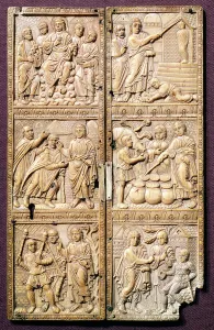 Diptych showing the Miracles of Christ, c.450-460 AD (ivory) Diptych showing the Miracles of Christ, c.450-460 AD (ivory)