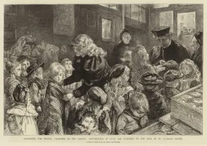 Dispensing the Winter Charities of the Parish, distribution of food Dispensing the Winter Charities of the Parish, distribution of food