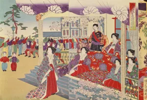 A Display of Gymnastics before the Emperor (colour litho) A Display of Gymnastics before the Emperor (colour litho)