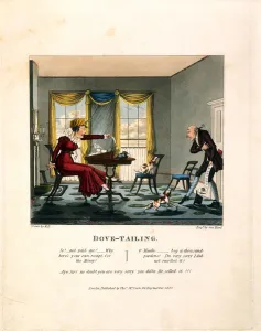 Dove-tailing, engraved by George Hunt, published by Thomas Mclean, 1827 (colour litho) Dove-tailing, engraved by George Hunt, published by Thomas Mclean, 1827 (colour litho)