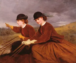 On the Downs - Two Ladies Riding Side-Saddle (oil on board) On the Downs - Two Ladies Riding Side-Saddle (oil on board)