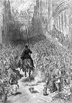 Drawing by Gustave Dore (1832-1883) for the poem ' Furious Roland'" Drawing by Gustave Dore (1832-1883) for the poem ' Furious Roland'"